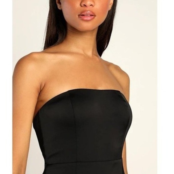 Lulus Black Strapless Tiered Ruffle Maxi Dress XS Evening Formal - Picture 4 of 12